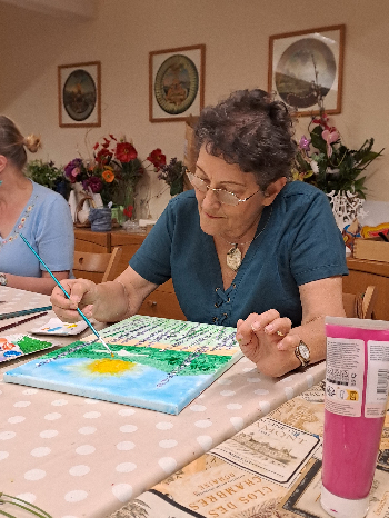 Maľba akrylom - zátišie s levanduľou